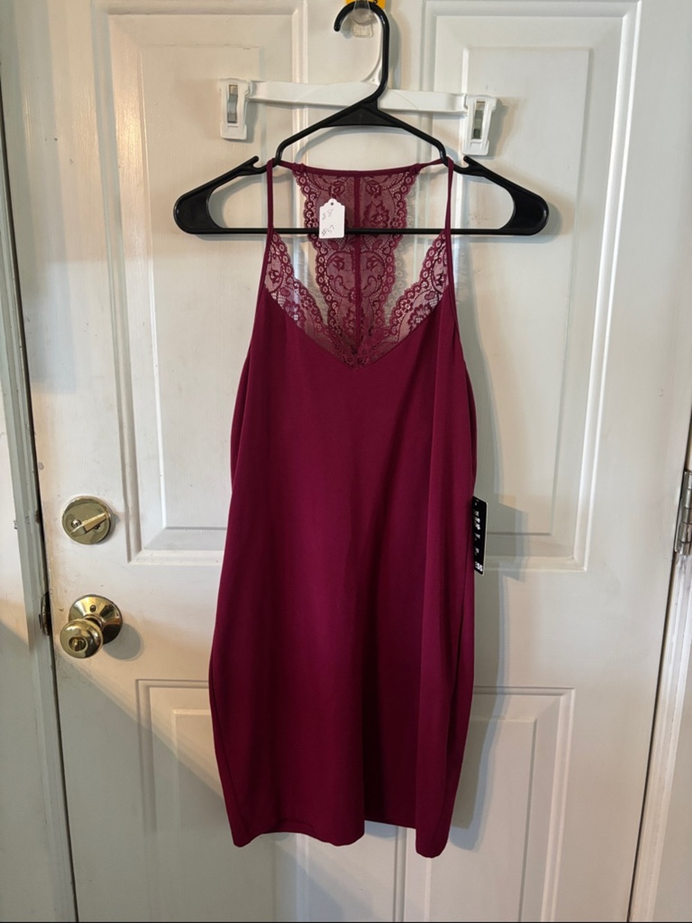 Express Wine Lace-Back Mini Dress